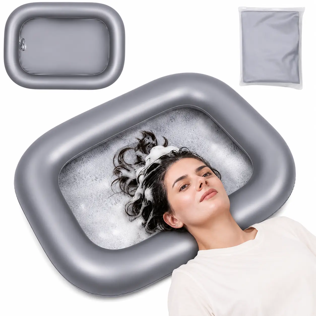 Inflatable Shampoo Basin, Portable Hair Washing Sink for Bedridden Elderly | 20in Inner Diameter Single Layer Portable Hair Washing Sink for Bedridden Elderly Pregnancy Post Surgery
