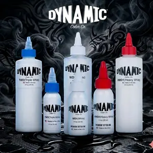 AUTHENTIC DYNAMIC INK WHITE/HEAVY WHITE/TRIPLE WHITE VEGAN,LONG LASTING FOR TATTOO ARTISTS 1oz/8oz