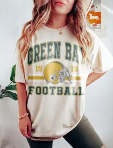 [Sale off up to 50%] Vintage 90s Style Green Bay Football tshirt, Game Day Shirt, Green Bay Team Football Shirt, Sunday Green Bay, Green Bay Football, Graphic Streetwear T-shirt