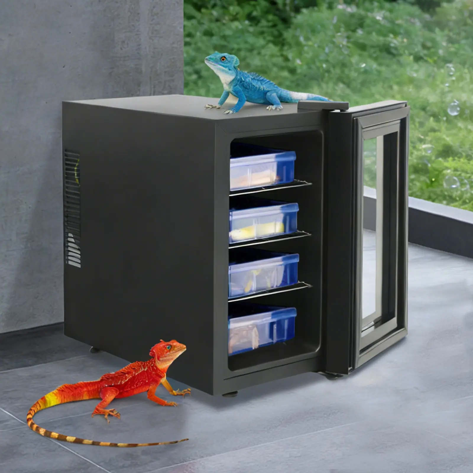 1* Free-Standing Galvanized Steel Rectangle Digital Reptile Egg Incubator, 23L (6.08gal) 55W 110V-60Hz, LED Screen, 12kg, Accurate Temp 10-40°C/50-104°F Adjustment for Turtles/Lizards Egg Hatching, 25.8*50.2*46.5Cm