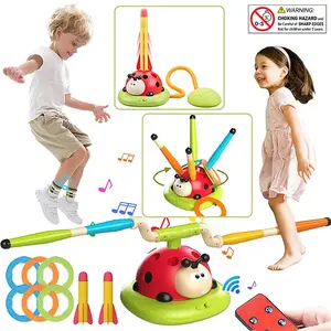 Musical Jump, 1 Set Toss Ring Game Toy and Stomping Launch Rocket Launcher, Outdoor Jumping Toys with Remote Control, Indoor Outside Toys