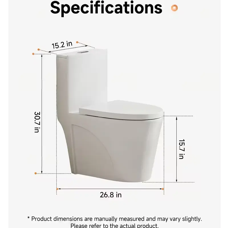Ceramic Toilet, Modern Sleek Elongated Bathroom Fixture with Easy-Clean Design, Space-Saving Toilet for Residential Bathrooms warm water wash air dryer