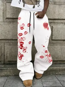 Men's Floral Print Sweatpants, Casual Drawstring Waist Design, Comfortable Daily Wear, Ideal for Home Relaxation or Outdoor Activities