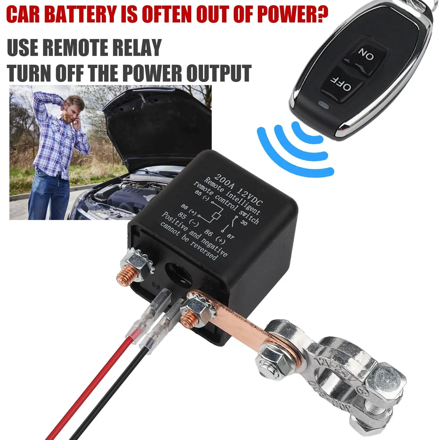 12V Wireless Dual Remote Car Battery Disconnect Relay Master Kill Cut-off Switch 12V Wireless Dual Remote Car Battery Disconnect Relay Master Kill Cut-off Switch
