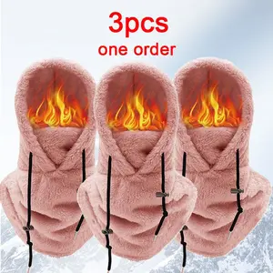3PCS Sherpa Hood Ski Mask Winter Balaclava Windproof Warm Hood Cover Hat Cap Scarf