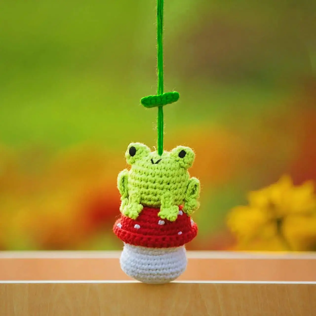 Cute Frog & Mushroom Design Car Rearview Mirror Hanging Ornament, Handmade Car Rearview Mirror Pendant, Creative Car Interior Decoration Accessories, Car Interior Decorative, Car Accessory, Car Ornaments, Car Decorations