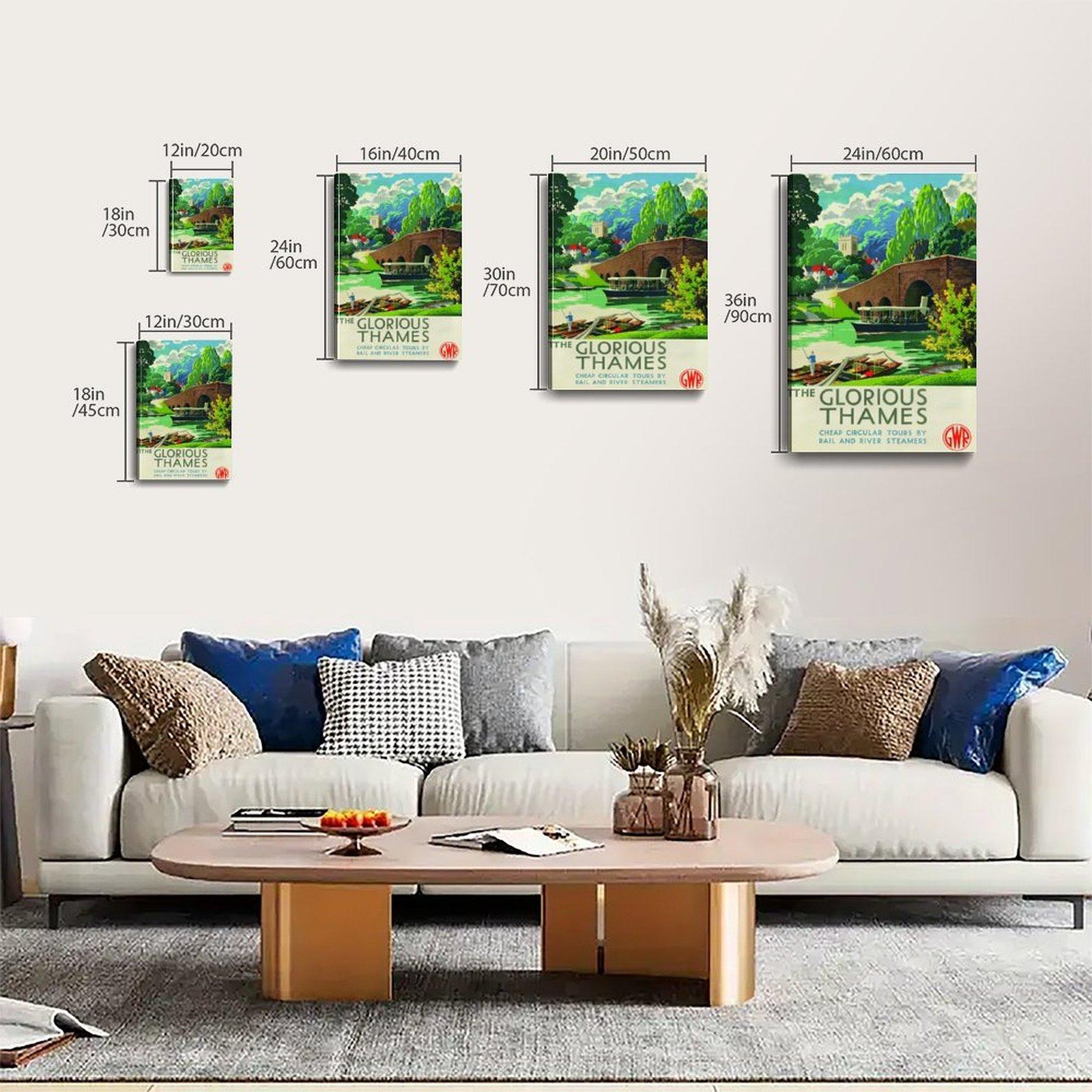 Vintage Railway Poster THE GLORIOUS THAMES Poster Decorative Painting Canvas Wall Art Picture Print Modern Family Bedroom Decor