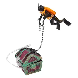 1 piece aquarium treasure box diver fish tank landscape decorations bubbler decorations, pneumatic aquarium aquascape decorations treasure hunt frogman fish tank aquarium oxygen treasure box; with the oxygen pump can produce bubbling effect