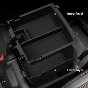 2pcs Central Console Organizer for Ford Bronco 4-Door, Dual-Layer Storage Tray with Non-Slip Pad, Suitable for Off-Road Vehicles