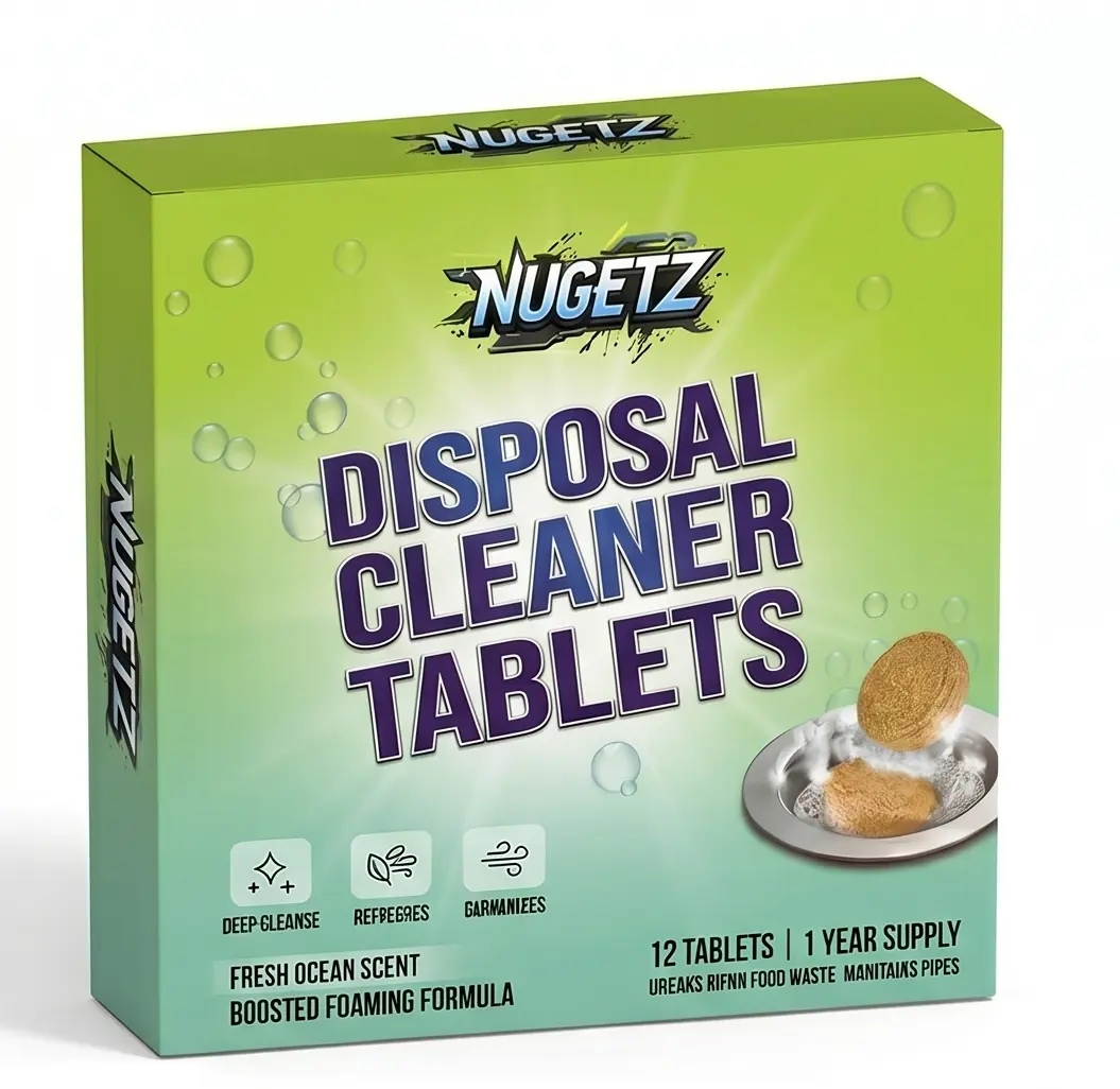 NUGETZZ Garbage Disposal Cleaner Tablets – 12 Pack, Active Enzyme Foaming Disposal Cleaner, Fresh Ocean Scent, Deodorizer & Deep Cleaning Tablets for Kitchen Sink Garbage Disposal, 1 Year Supply