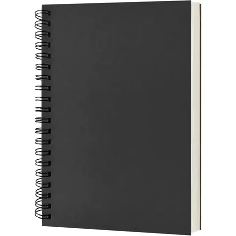 Blank Spiral Notebook, 1-Pack, Soft Cover, Sketch book, 100 Pages / 50 Sheets, 7.5 inch x 5.1 inch (Black)