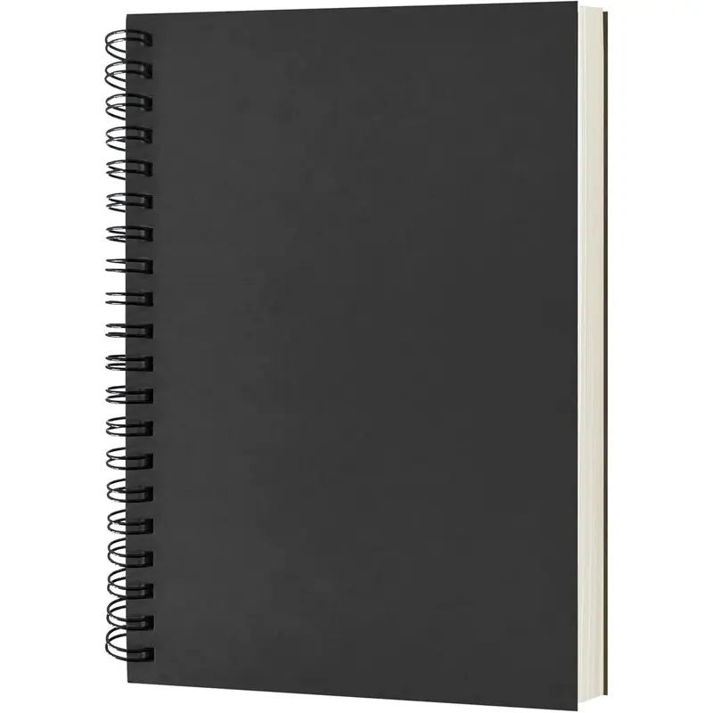 Blank Spiral Notebook, 1-Pack, Soft Cover, Sketch book, 100 Pages / 50 Sheets, 7.5 inch x 5.1 inch (Black)