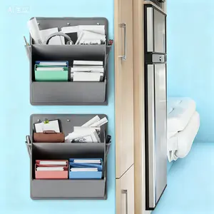 Space-Saving Shoe Organizer with Adhesive Tape, Over The Door Hanging Shoe Rack, Wall Mounted Shoe Storage with Deep Pockets for RV, Narrow Closet Organizers for Small Spaces, Reusable Grey Fabric