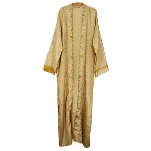 Bohemian Kimono Robe with belt, Bachlorette Gift, Peach Floral Printed Jacket, L-2X