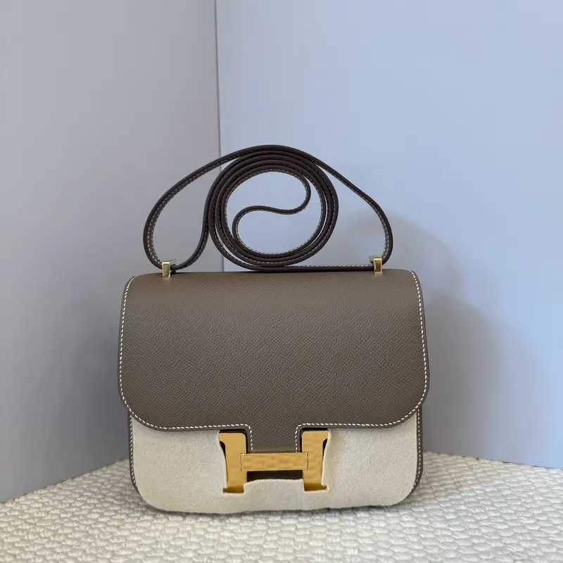 Pre-owned Hermes Leather Shoulder Bags Constance 19 Epsom 18 Etoupe (cr1222a0)