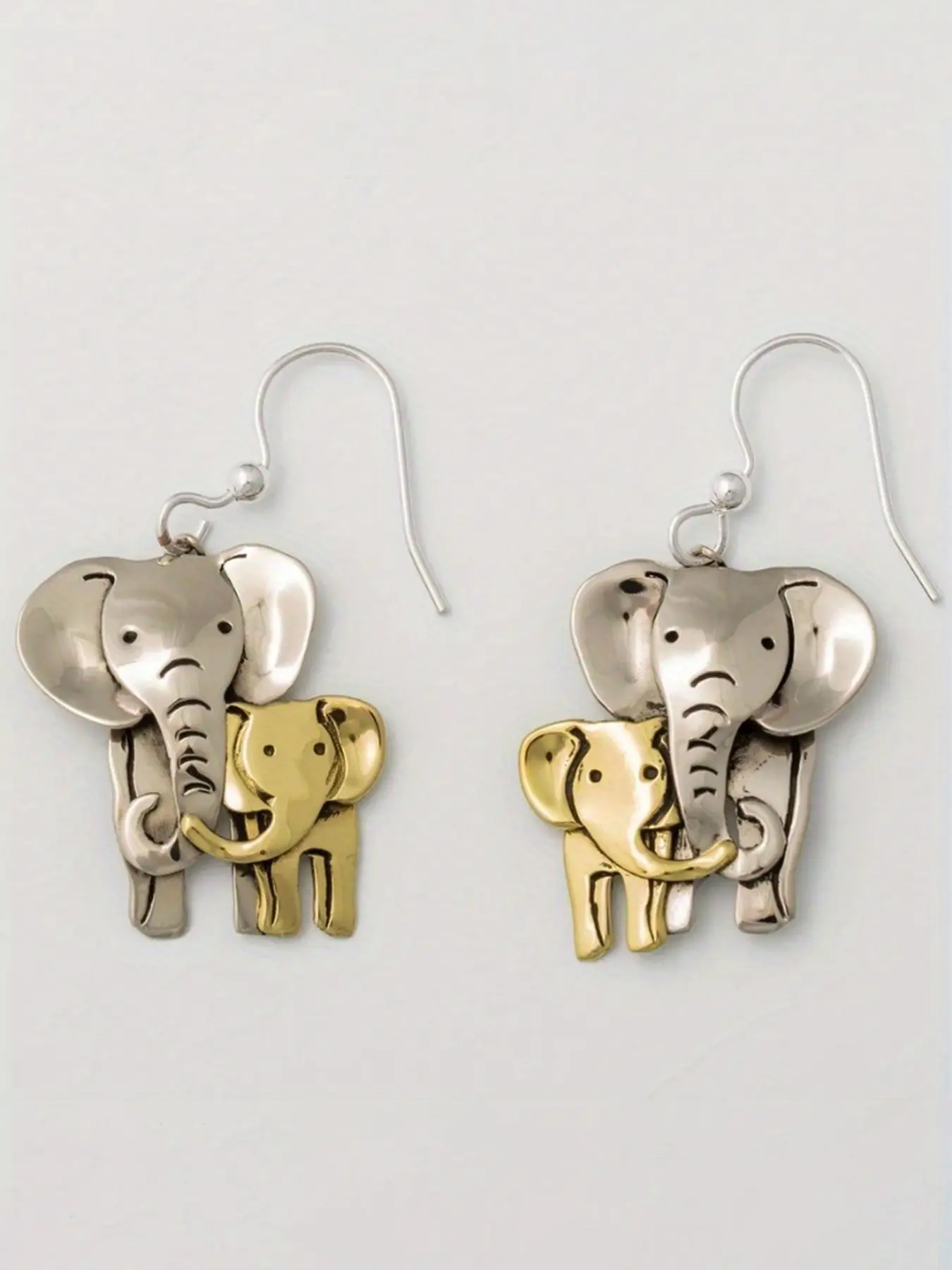 Vintage Copper Handmade Dual Color Elephant Earrings, Elegant Earrings, Fashionable Earrings, Dainty Fashion Jewelry, Unique Elephant Design, Animal Ear Jewelry for Elephants Lovers, Perfect Gift for Her All Seasons Wear, Fashionable Jewelry Accessories