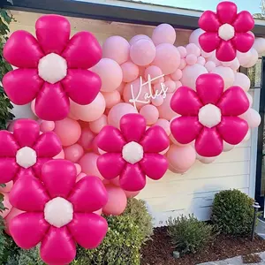 10 Pcs Hot Daisy Balloons, Instagram Style Birthday Party Decorations, Groovy Boho Garland, Wedding Baby Shower Supplies, Balloon Arch Balloons
