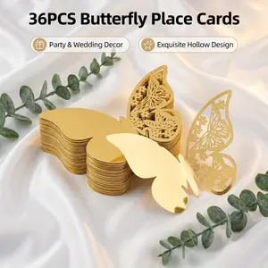36 Elegant Butterfly Seat Cards, Multi-Color Paper Name Tags, Wedding Party Christmas Birthday Decor, Handmade Craftsmanship, Holiday Essentials