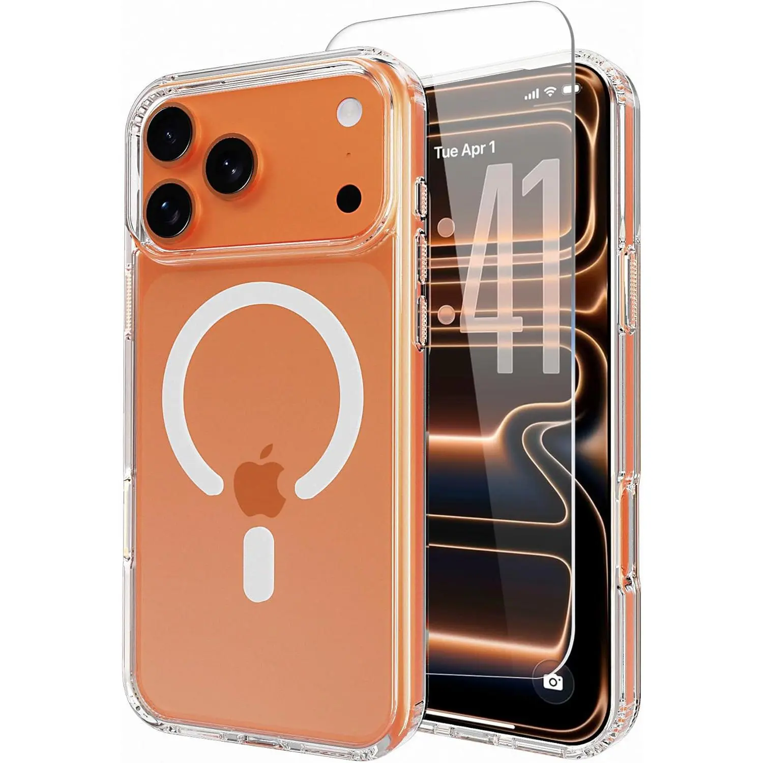 Classic Hybrid Magnetic iPhone 17 pro Case Phone Case Cover, Screen Protectors X1, Compatible with Magsafe, Anti Yellowing,Slim,Shockproof, Protective(Transparent Crystal, iPhone 17 pro)