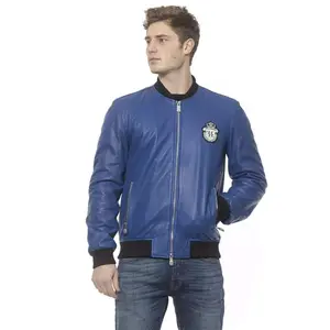 Billionaire Italian Couture Blue Leather Jacket