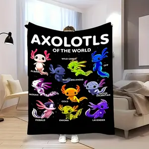 Axolotl Inspired Fleece Blanket - Stylish Design, Washable in Machine,  Suitable for All Seasons, Ideal for Sofa, Bed, Office, Or Camping - Great Gift Idea