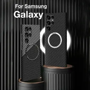 For Galaxy S25/s24/s23/s22/s21 Ultra Plus Case, Carbon Fiber Design, Wireless Charging Compatible, Magnetic Safe, Matte Finish, Shockproof