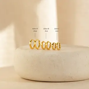 Editor Huggie Earrings Set by Caitlyn Minimalist - Dainty 18K Gold Plated Huggie Hoop Earrings Set of 3 - Minimalist Everyday Earrings - Women's Jewelry - Gift for Her