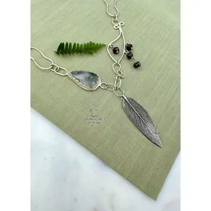 Liora Talisman, Sage Necklace, Moss agate in Silver