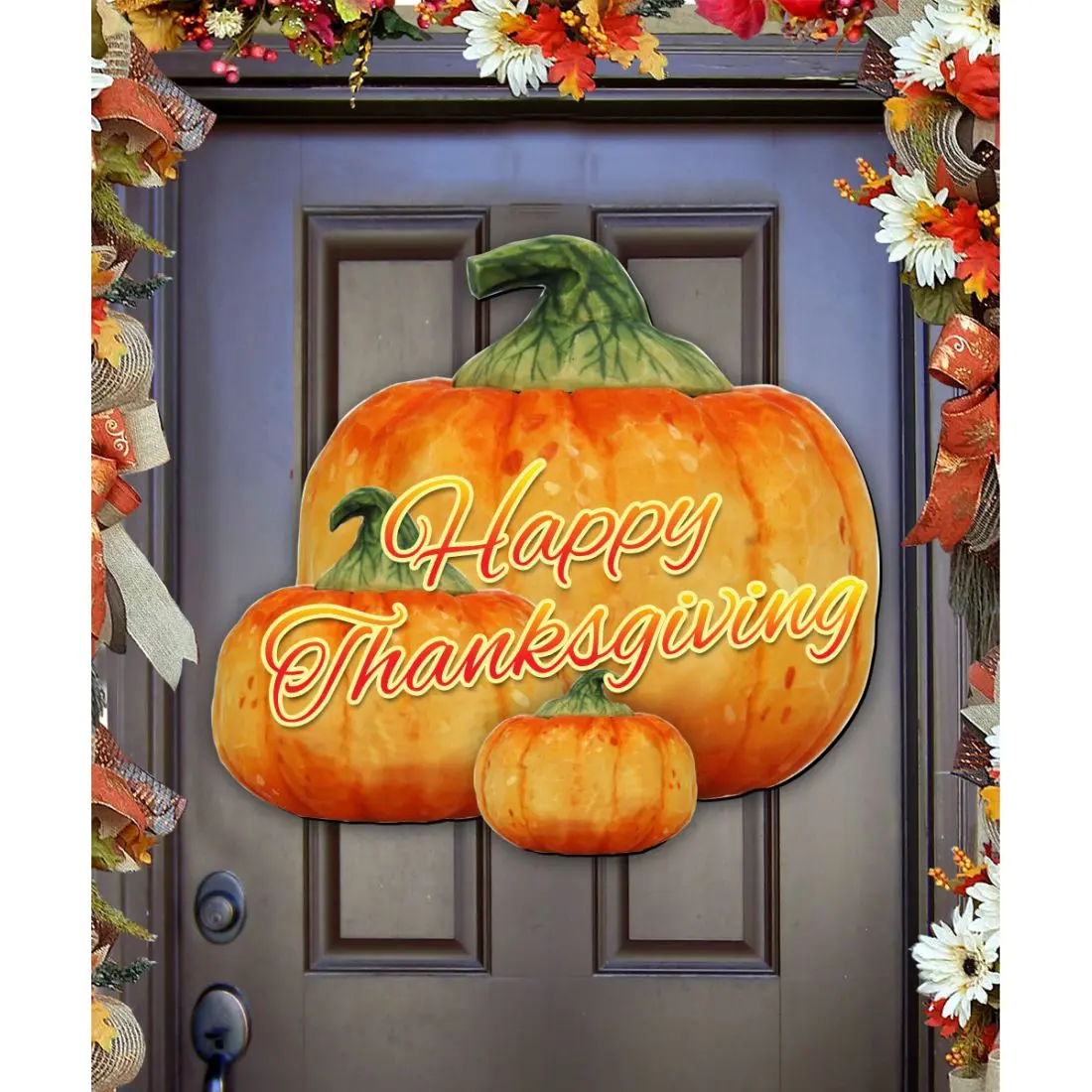 Designocracy 8158414-2GH 24 x 18 in. Happy Thanksgiving Pumpkins Halloween Door Decor