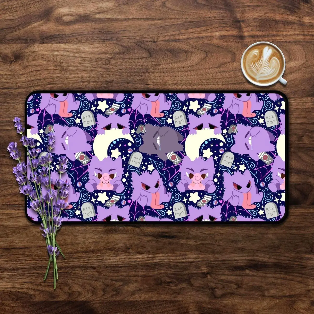 Sleepy Gengar Desk Mat, Spooky Halloween Office Decor