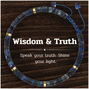 Natural Lapis Lazuli Stone Bracelet for Wisdom & Truth | Real Blue Crystal Healing Energy Beads | Spiritual Mindfulness Jewelry for Men & Women | Anxiety Relief & Confidence Boost | Authentic Gemstone Gift