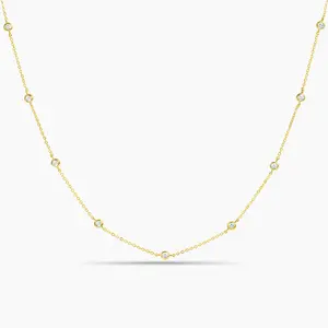 Swagy Chic Bezel Necklace - Hypoallergenic Layering Costume Jewelry Accessory with CZ Accents, Extensible Chain, Ideal for Daily Wear