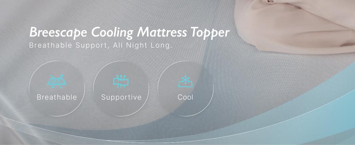 [ Back To School ] Breescape Cooling Mattress Topper - 3 Inch Soft Breathable Foam Mattress, Cooling Mesh Cover, High Density Support, Non-Slip Elastic Straps, 3-Side Zipper Removable & Washable