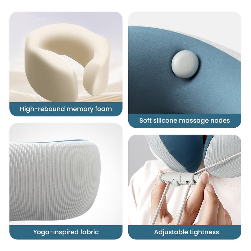 Heated Massage Travel Neck Pillow – Memory Foam Neck Support for Airplane, Car & Long Trips – Travel Essentials for Comfort and Relaxation Christmas gifts for family