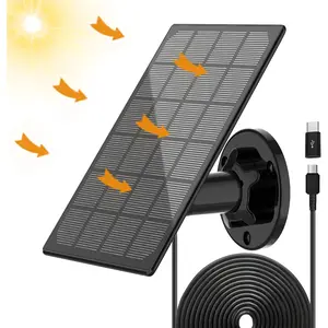 Solar Panel for Outdoor Camera, IP66  Solar Charger, Continuous Solar Power Supply for  Cameras, with 10ft   USB Port & Type-C Adapter Solar Panel, 360? Adjustable Bracket