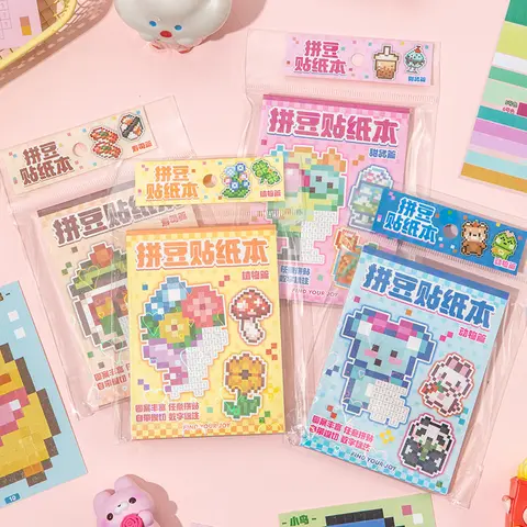 Pixel Style Sticker by Number Books - Tweezers Included