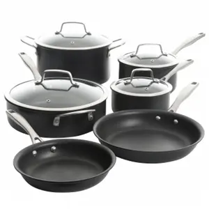 212 MAIN Kenmore Pro Arbor Heights 10-Piece Nonstick Aluminum Cookware Set with Pans and Handles, Black, Frying