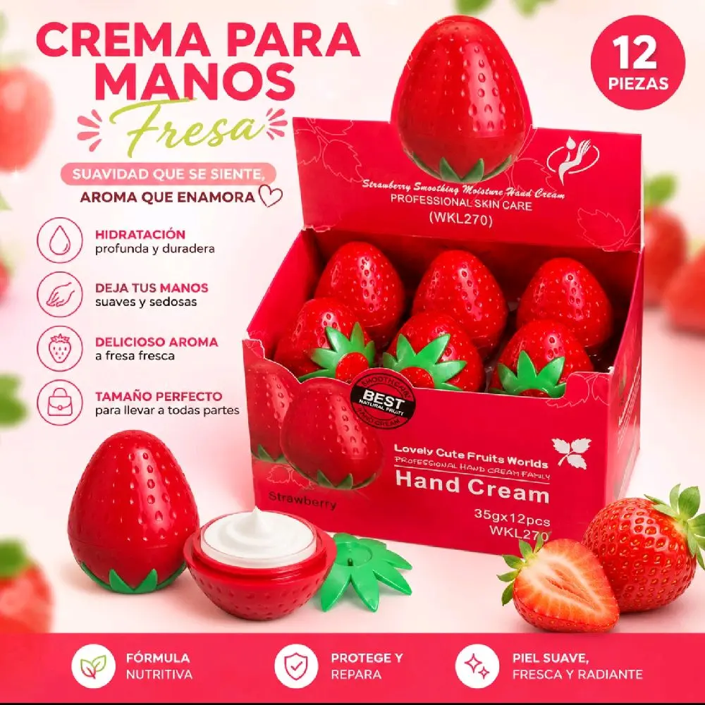 Strawberry Hand Cream Moisturizing Hand Cream 35g Portable Fruit Design