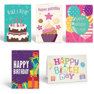 Stonehouse Collection Birthday Card Assorted Pack - USA Made - 10 Unique Assorted Designs Blank Cards - Bulk Boxed Set - Kids Birthday Cards