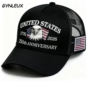United States 1776 2026 250th Anniversary Embroidered Trucker Hat USA Flag Bald Eagle Adjustable Mesh Baseball Cap Patriotic Sun Hat For Men Women