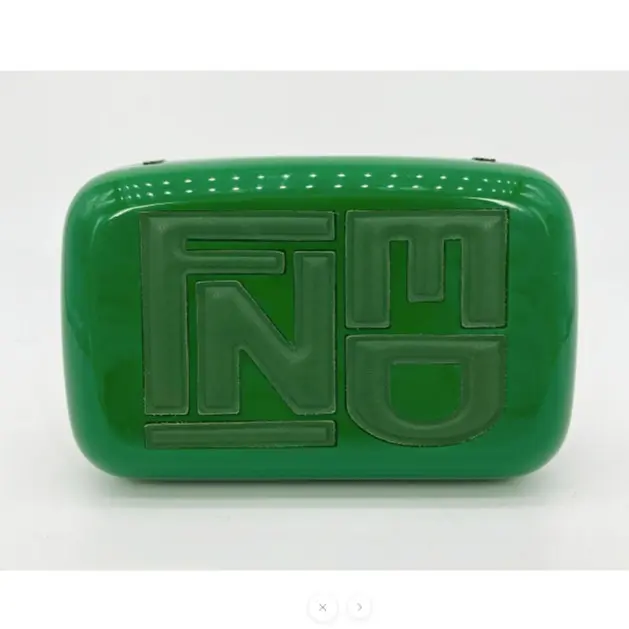 Pre-owned FENDI Hard Acrylic Clutches & Wristlets Green Logo Box Clutch