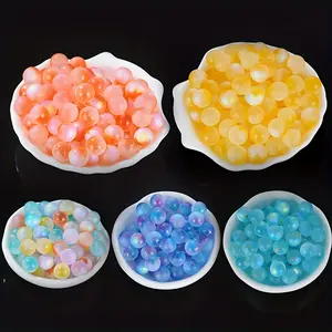 [50pcs Luminous Glass Stones] 50pcs Luminous Glass Decorative Stones | 12mm Round Beads For Crafts, Jewelry Making, Bracelets, Home Decor, Fireplace Embellishment – Non-Drilled Glass Marbles