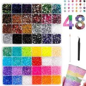 48 Color with 48000Pcs Jelly Rhinestones synthetic beads With Kit for Bedazzling 3mm Multicolor synthetic beads Resin Flatback beads for Art Bedazzler Kit for Crafting Book Shoes Nail Art Glitter Decorative Nails Glam Pack Glitter graduation gift