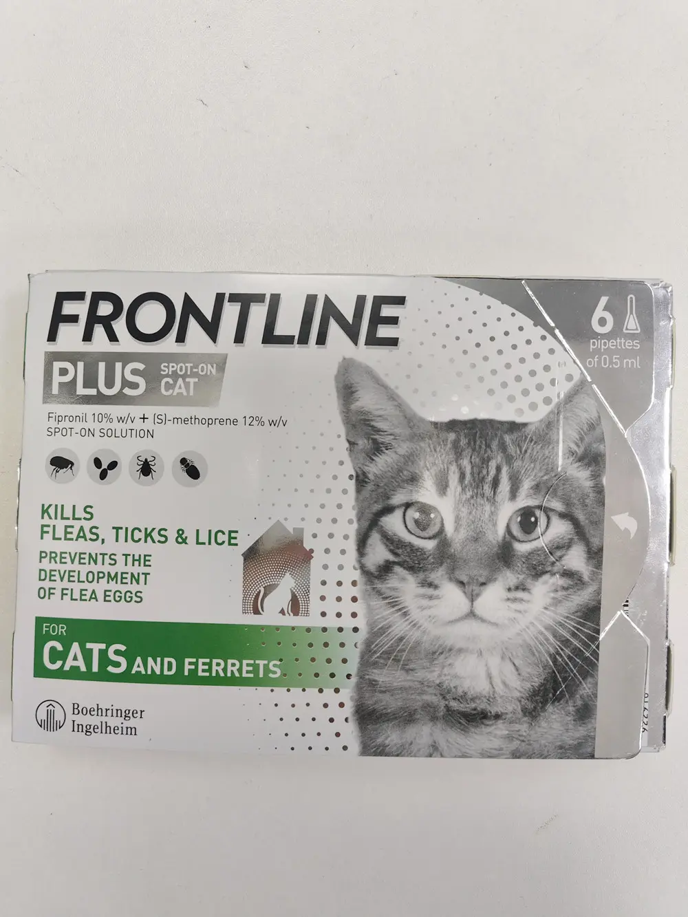 FRONTLINE Plus Spot On Flea And Tick Treatment Cat and Ferret-6 Pipettes