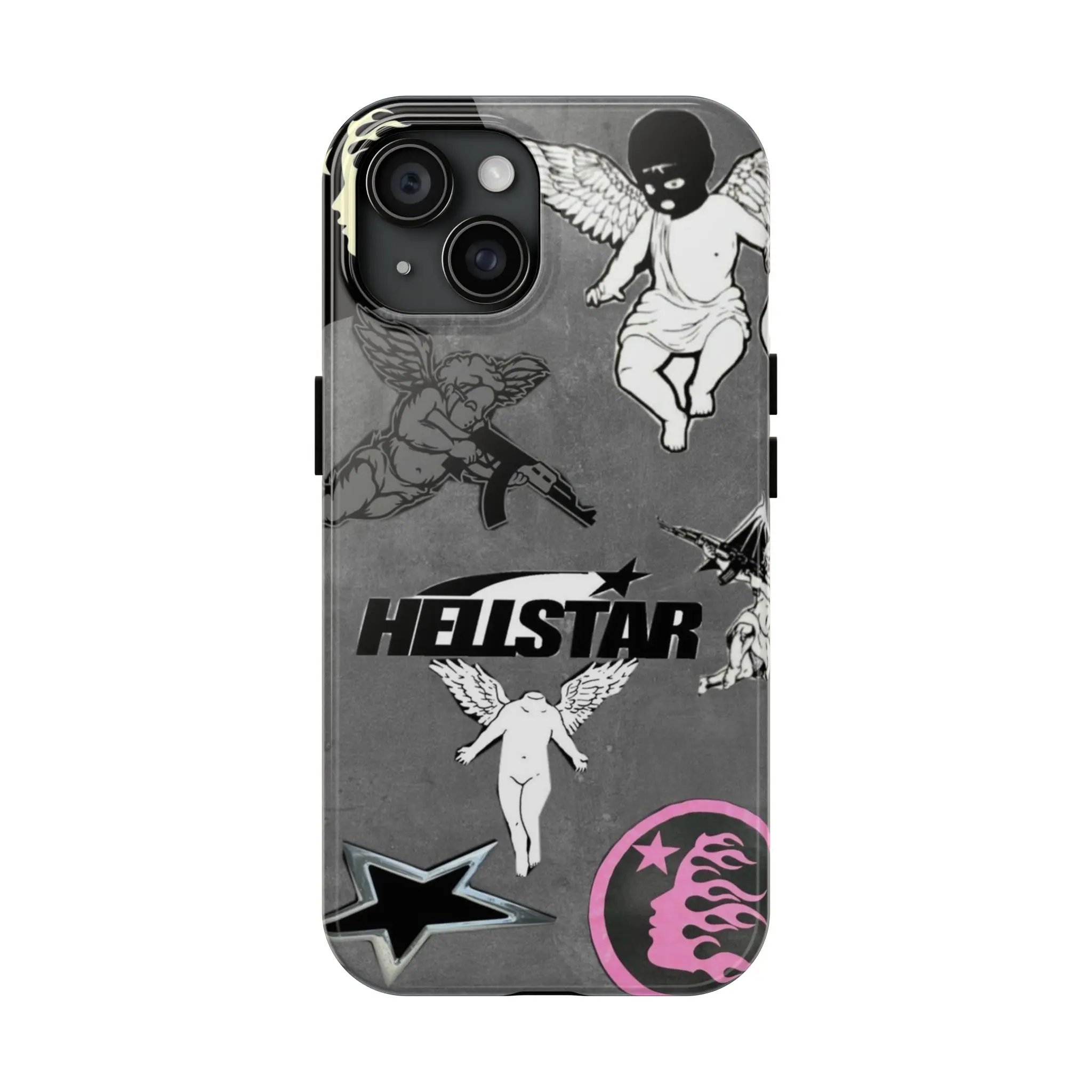 Hell Star with Angel Tough Phone Case, cover forr iphone 17 16 15 14 13 – Ultimate Rugged Protection for Your Phone Free Phone Grip & Wipes