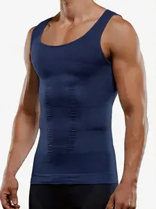 Men's Solid Compression Shapewear Tank Top, High Stretch Tummy Control Shaper Vest, Summer Wear, Men's Shapewear for Summer