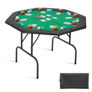 VEVOR Foldable Poker Table, 8 Player 72 in Folding Casino Leisure Table with Padded Rails and Cup Holders, Oval Portable Game Tables with Felt Metal Legs, for Texas Hold'em Game and BlackjackVEVOR Super Brand Day