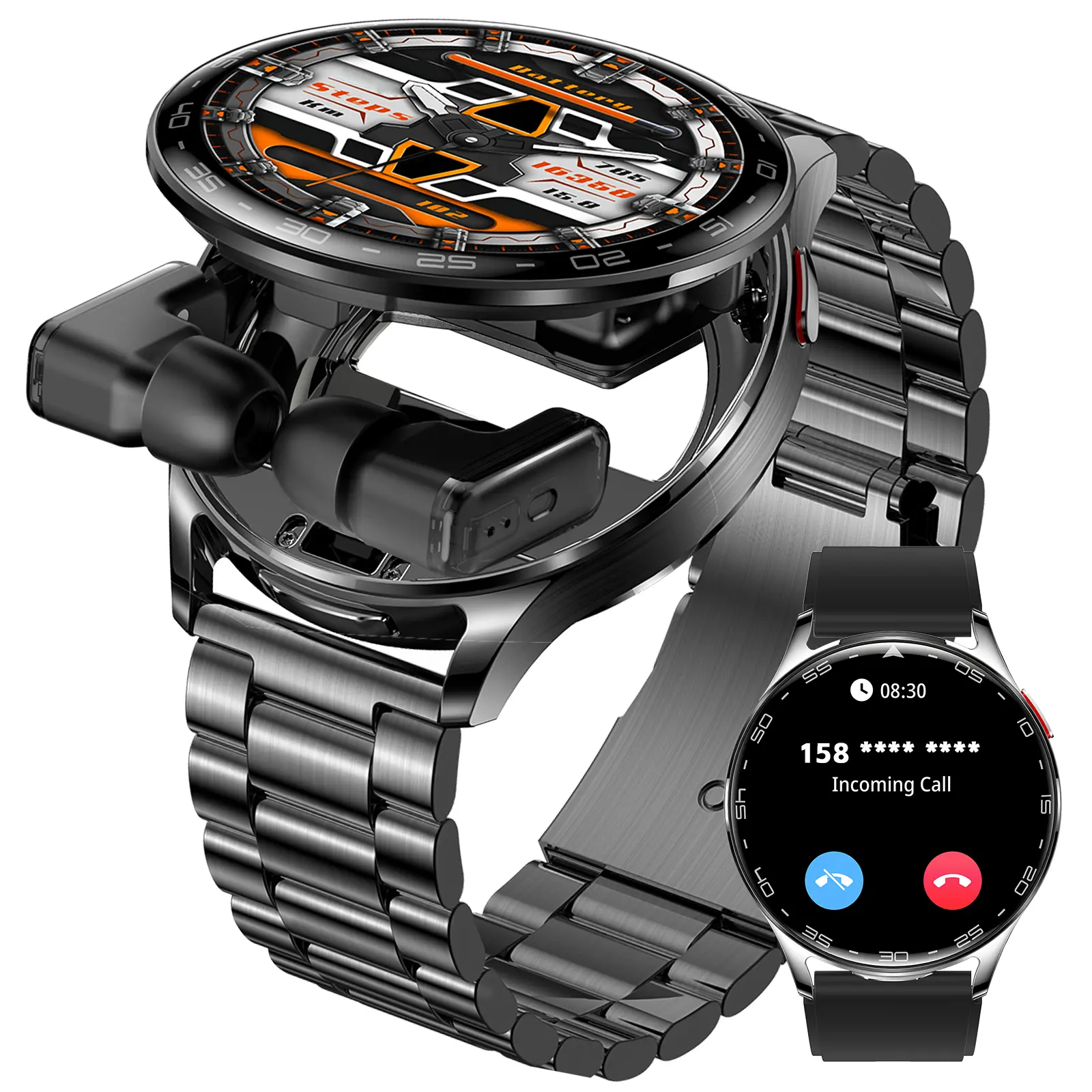 Smart Watch with Earbuds for Men Women, 1.39 Inch Round Digital Watch(Call Answer/ Reject), 2 in 1 Trending Smartwatch with Message Remind Weather Check for iOS Android 2 Straps Gifts for Men Women,back to school,back to school haul