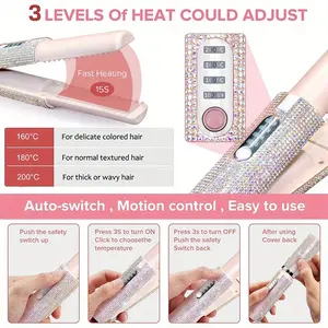 2-in-1 Hair Straightener Brush & Flat Iron - USB-Powered (with USB-C), Dual Function Straightening Brush & Flat Iron, Compact Travel-Friendly design, Temperature Control, Pastel Pink - for All Hair Types (Wet/Dry) - Perfect for Home, Travel