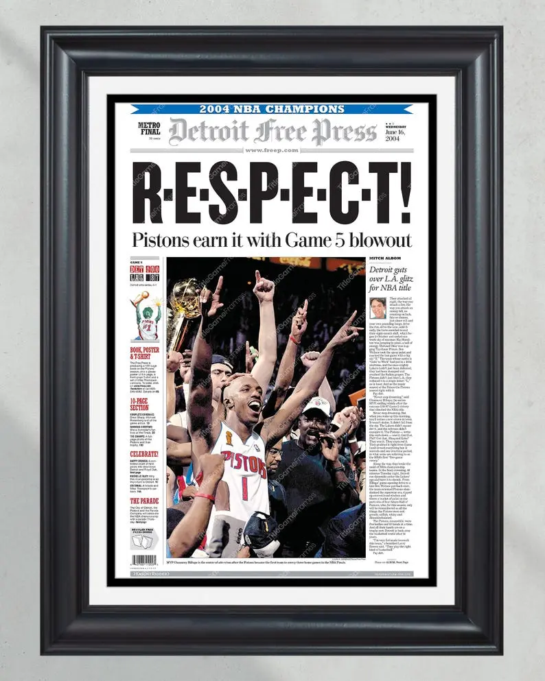 [Unframed] 2004 Detroit Pistons NBA Champions - 'Respect'  Poster Cover